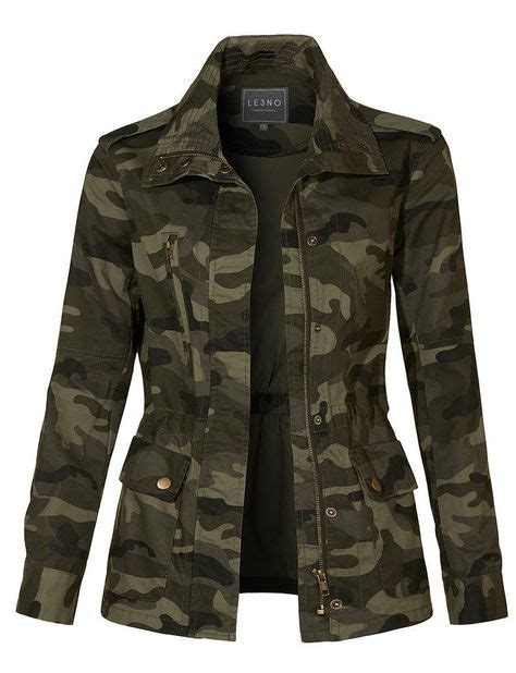 Long Sleeve Drawstring Waist Camo Military Anorak Jacket With Pockets