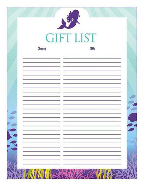 Throwing a bridal shower can be so much fun! Instant Download Little Mermaid Baby Shower Gift Registry ...