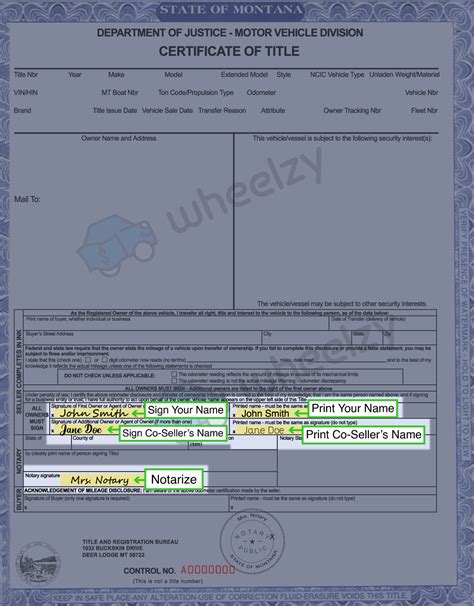 How To Sign Your Car Title In Montana Including Dmv Title Sample Picture