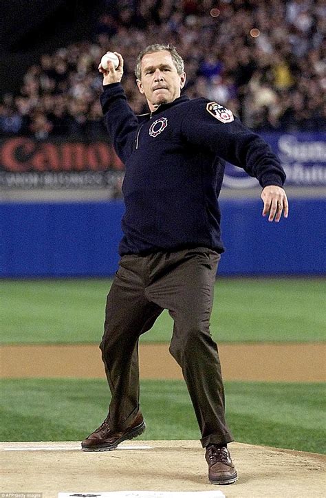 George W Bush Throws Out World Series Pitch Daily Mail Online