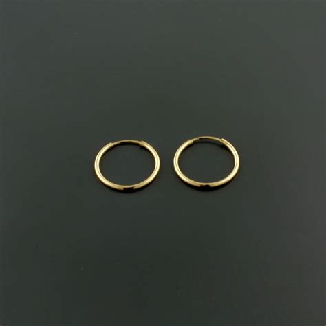 14k Yellow Gold 14mm High Polished Endless Hoop Earrings Etsy