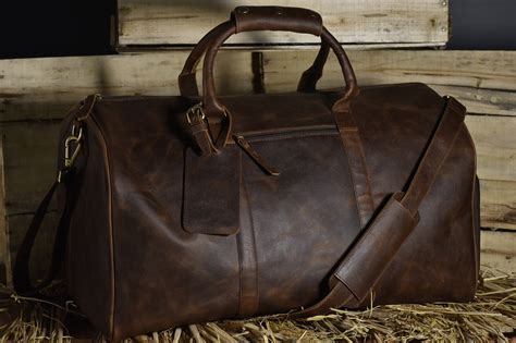 Handmade Leather Weekender Bag Men Leather Duffel Bag Etsy