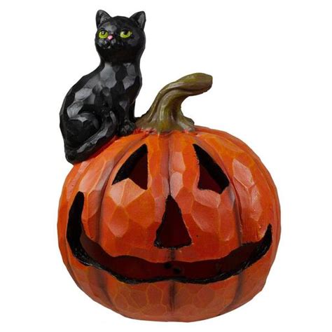 Northlight 10 In Jack O Lantern And Black Cat Tabletop Halloween