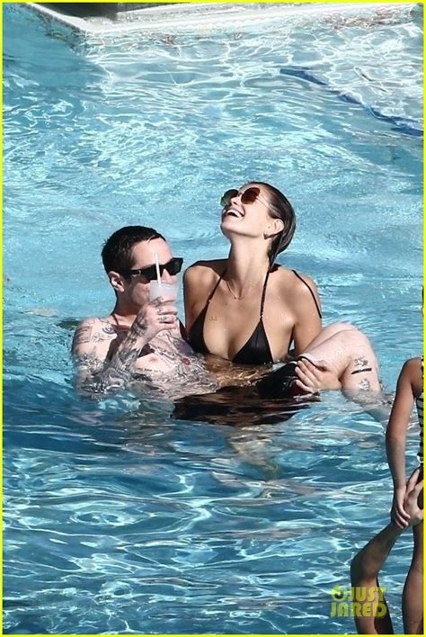 Full Sized Photo Of Kaia Gerber Pete Davidson Kiss Poolside In Miami