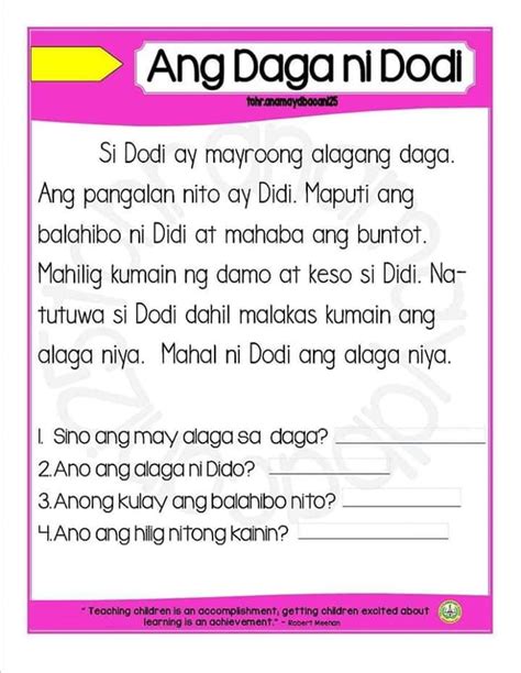Filipino Reading With Comprehension Free Download Teachers Click Pin