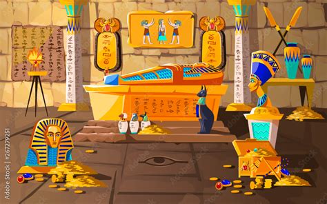 Ancient Egypt Tomb Of Pharaoh Cartoons Vector Illustration Egyptian