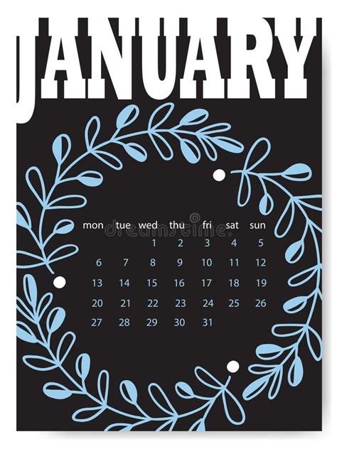 January Calendar Design Template Creative Calendar For January Month