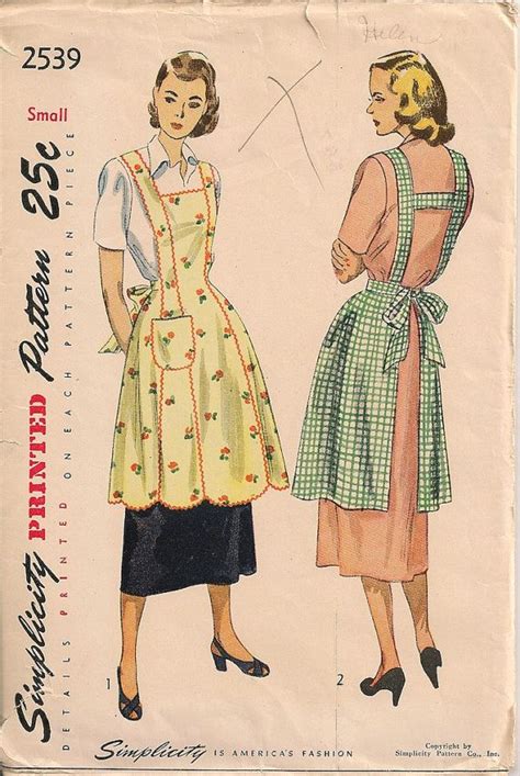Vintage 1950 S Apron Pattern Simplicity 2539 By SewPatterns 22 00