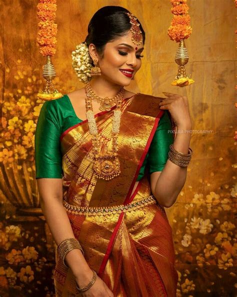 Pin By Sanjay Jeeva On Saree Blouse Designs South Indian Bride Saree Saree Designs Saree
