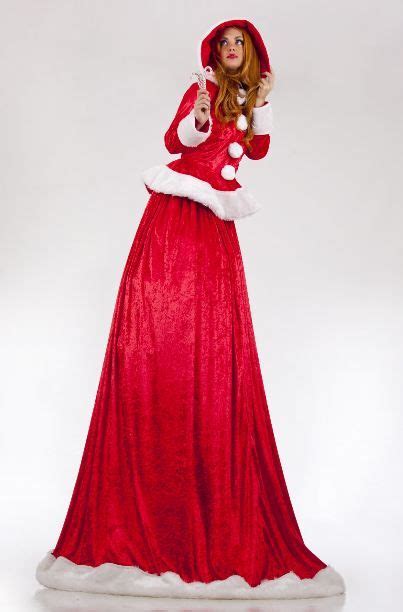 Gorgeous Mrs Claus Stilts Act With Traditional Costume Perfect For