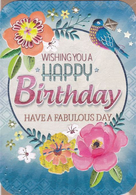 Floral Have A Fabulous Day Birthday Card Karenza Paperie