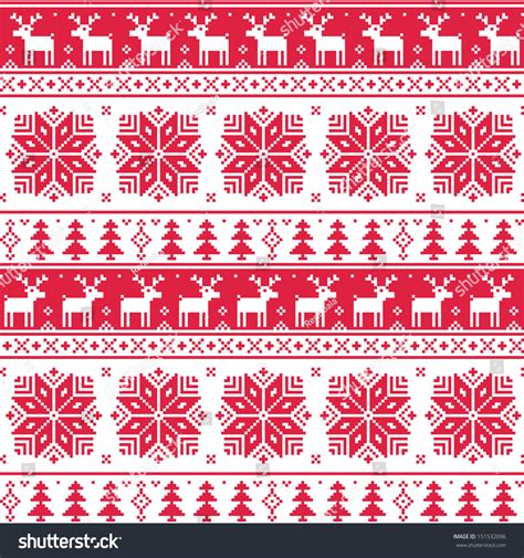 Xmas Nordic Seamless Red Pattern Deer Stock Vector 151532096 Shutterstock