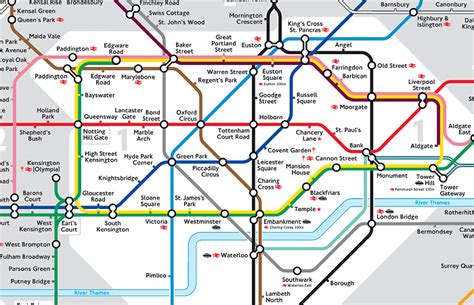 Tube Map For The Most Popular Tourist Places