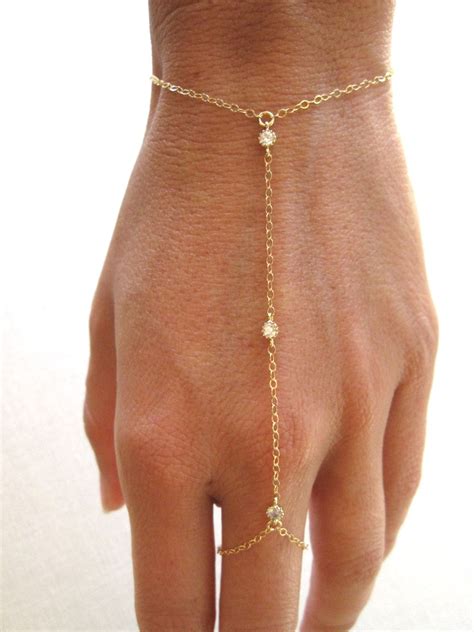 Slave Bracelet Hand Chain Gold Filled Bracelet Ring Chain