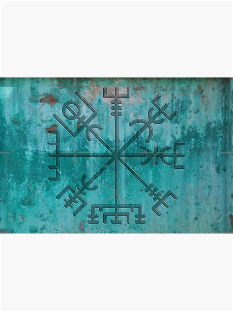 The Vegvisir The Vikingnordic Compass Weathered Blue Poster For