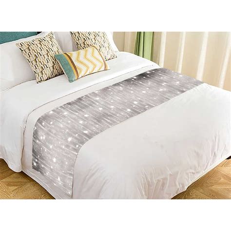 Pkqwtm Shiny Grey Bed Runner Bedroom Bedding Decor Bedding Scarf Size