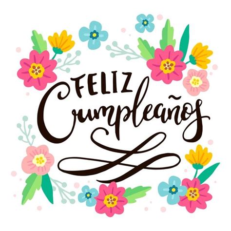 Free Vector Happy Birthday In Spanish Lettering Happy Birthday In