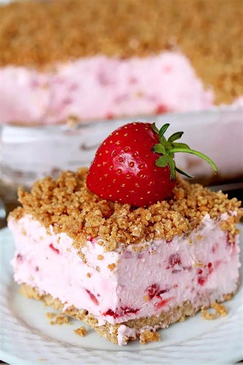 Easy Frozen Strawberry Dessert Refreshing Creamy Frozen Dessert Recipe Frozen Strawberry