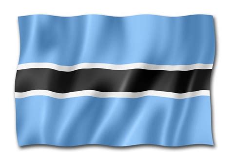 Unsere botswana flaggen werden aus reißfestem polyester produziert. Nahaufnahmeaufnahme der wehenden flagge von botswana mit ...