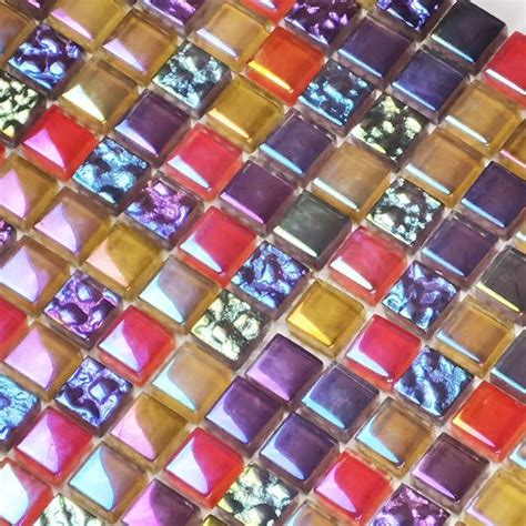 Rainbow Backsplash Tile Glass Mosaic Kitchen And Bathroom Design In