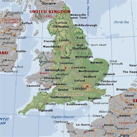 Geographical Map Of England And Informations About England Geography
