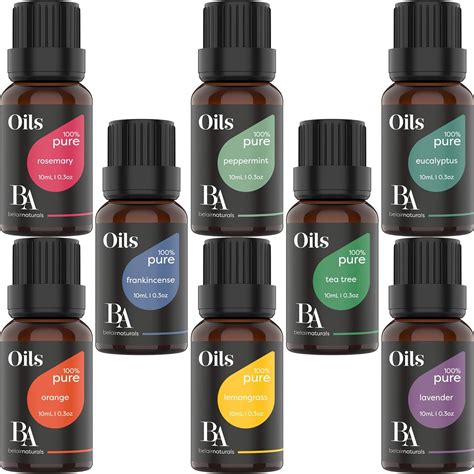 Bel Air Naturals Aromatherapy Top 8 Essential Oils Set 100 Pure
