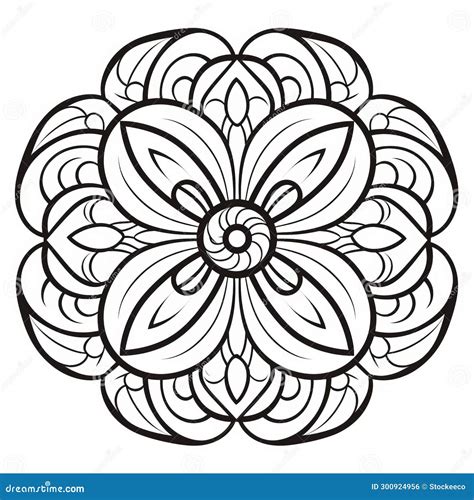 Arabesque Flower Coloring Page With Geometric Mandalas Stock