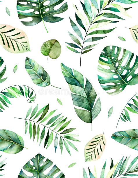 Seamless Pattern With High Quality Hand Painted Watercolor Tropical