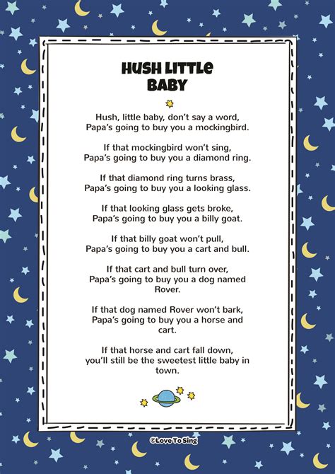 Hush Little Baby Kids Video Song With Free Lyrics And Activities