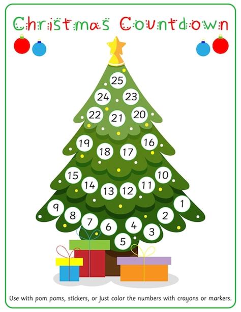 Christmas Numbers Printable 1 25