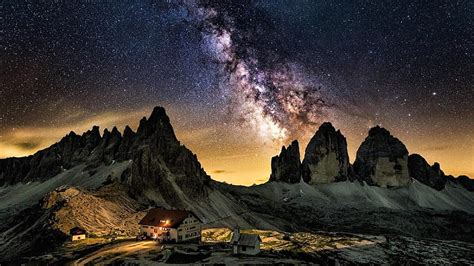 Tre Cime Di Lavaredo Under The Milky Way Mountains Milky Way Nature