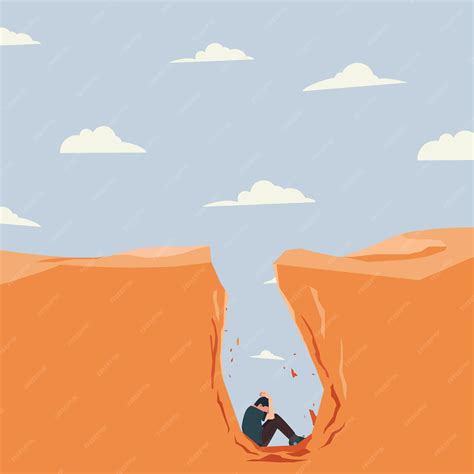 Premium Vector Vector Man Trapped Into Deep Hole Need Help Illustration