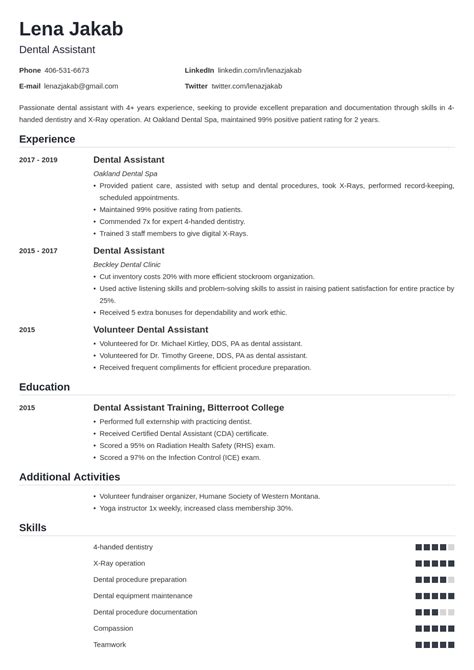 Dental Assistant Sample Resume Whiteoilady