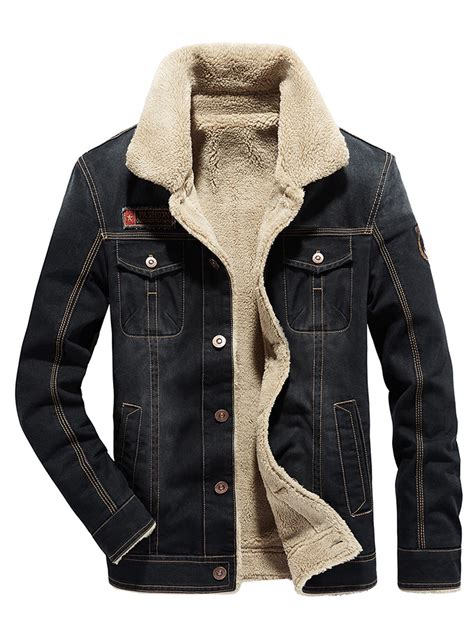 downjake men denim jacket sherpa lined button front outdoor classic trucker jackets coats m