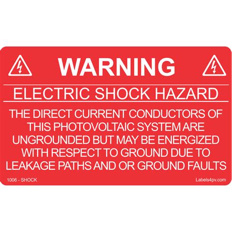 Electric Shock Hazard Labels Pv