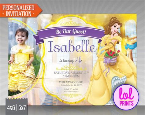 Princess Belle Invitation Princess Birthday Invitation Disney Photo