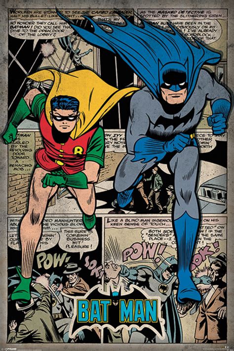 Batman And Robin Dc Comics Retro Style Montage Cool Wall Decor Art