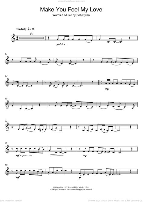 Adele Make You Feel My Love Sheet Music For Clarinet Solo Pdf