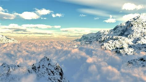 Download Wallpaper 1920x1080 Mountains Clouds Height Snow Azure