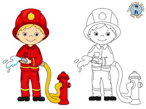 Firefighter Coloring Page Free Printables Treasure Hunt 4 Kids