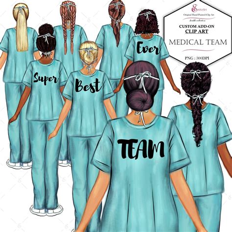 Women In Scrubs Clip Art Kit Nurse Doctor Custom Etsy