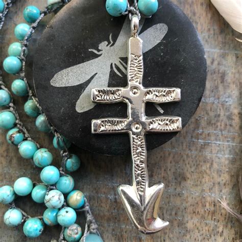 Dragonfly Isleta Cross Beaded Necklace Etsy