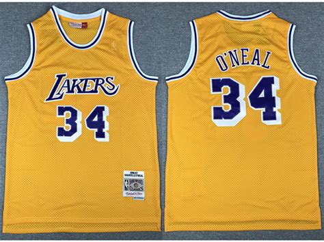 Los Angeles Lakers 34 Shaquille Oneal 1996 97 Gold Hardwood Classic