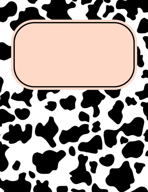 Free Printable Cow Print Binder Cover Template Download The Cover In