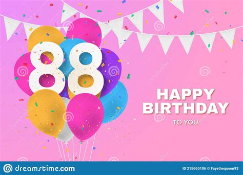 happy 88th birthday with gold balloons greeting card background cartoon vector cartoondealer