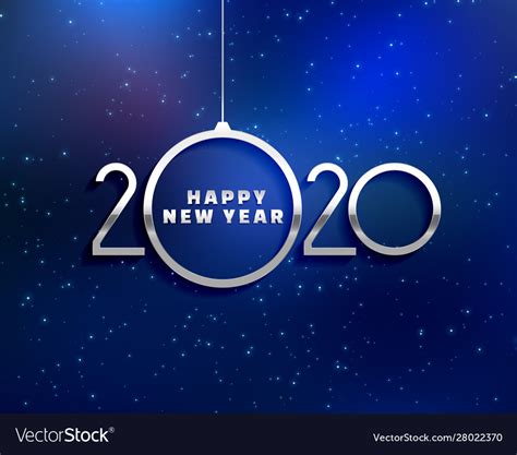 2020 Creative Happy New Year Blue Background Vector Image