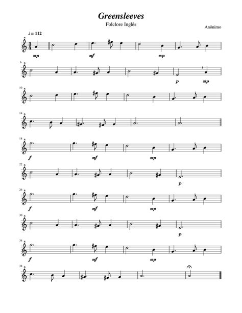 Greensleeves Sheet Music For Recorder Solo