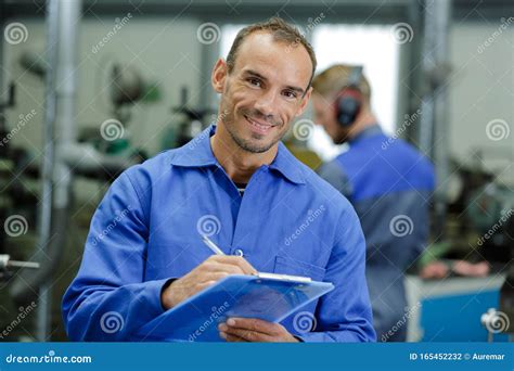 Portrait Factory Supervisor Holding Clipboard Stock Photo Image Of