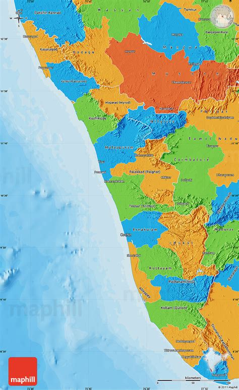Searchable map/satellite view of kerala. Political Map of Kerala