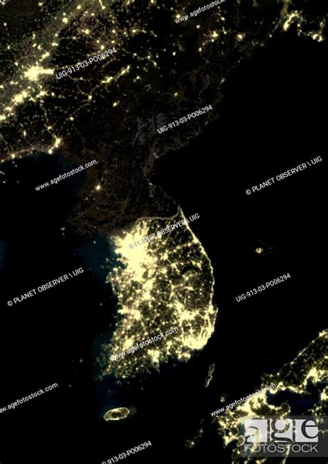 Korean Peninsula At Night In 2012 This Satellite Image Shows Urban And